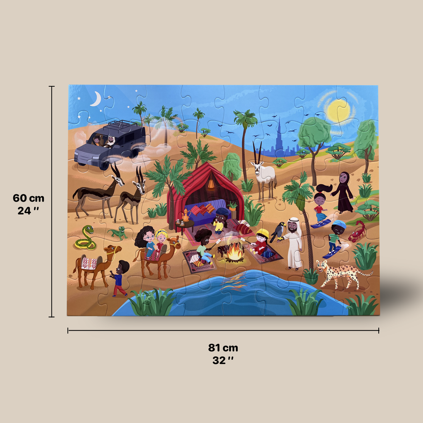 Desert jigsaw puzzle assembled with dimensions 60 x 81 cm / 24" x 32"